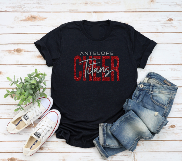 Glitter Antelope Titans Cheer Unisex or Women's V-Neck