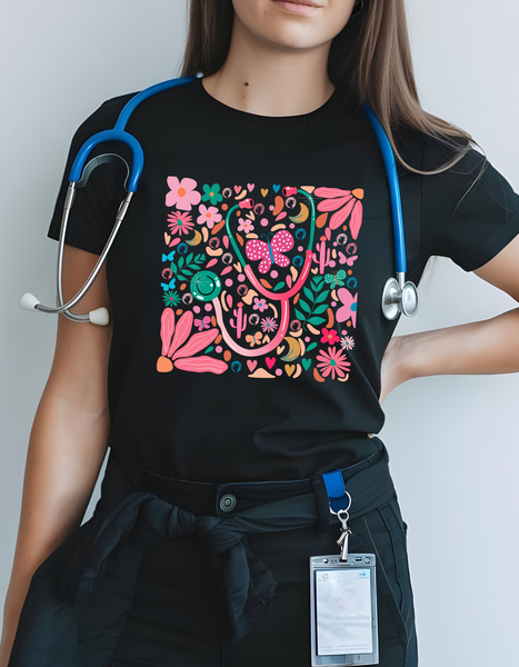 Floral Stethoscope Tee - Special Intro Pricing!! -