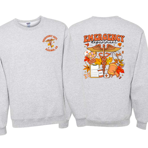 Personalized Fall Emergency Department Crewneck Sweatshirt