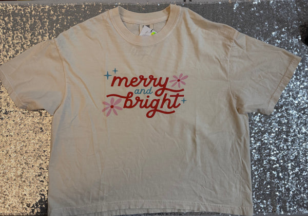 Merry and Bright Boxy Crop Womens Size Large