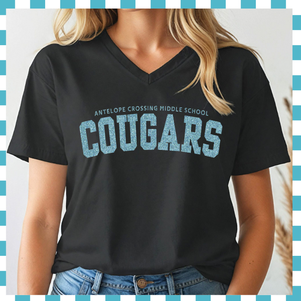 Glitter Cougars Womens V-Neck
