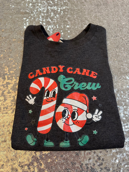 Grey Candy Cane Crew Long Sleeve Tee Toddler Size 5
