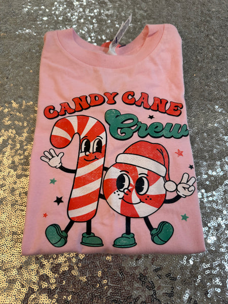 Pink Candy Cane Crew Long Sleeve Tee Toddler Size 2