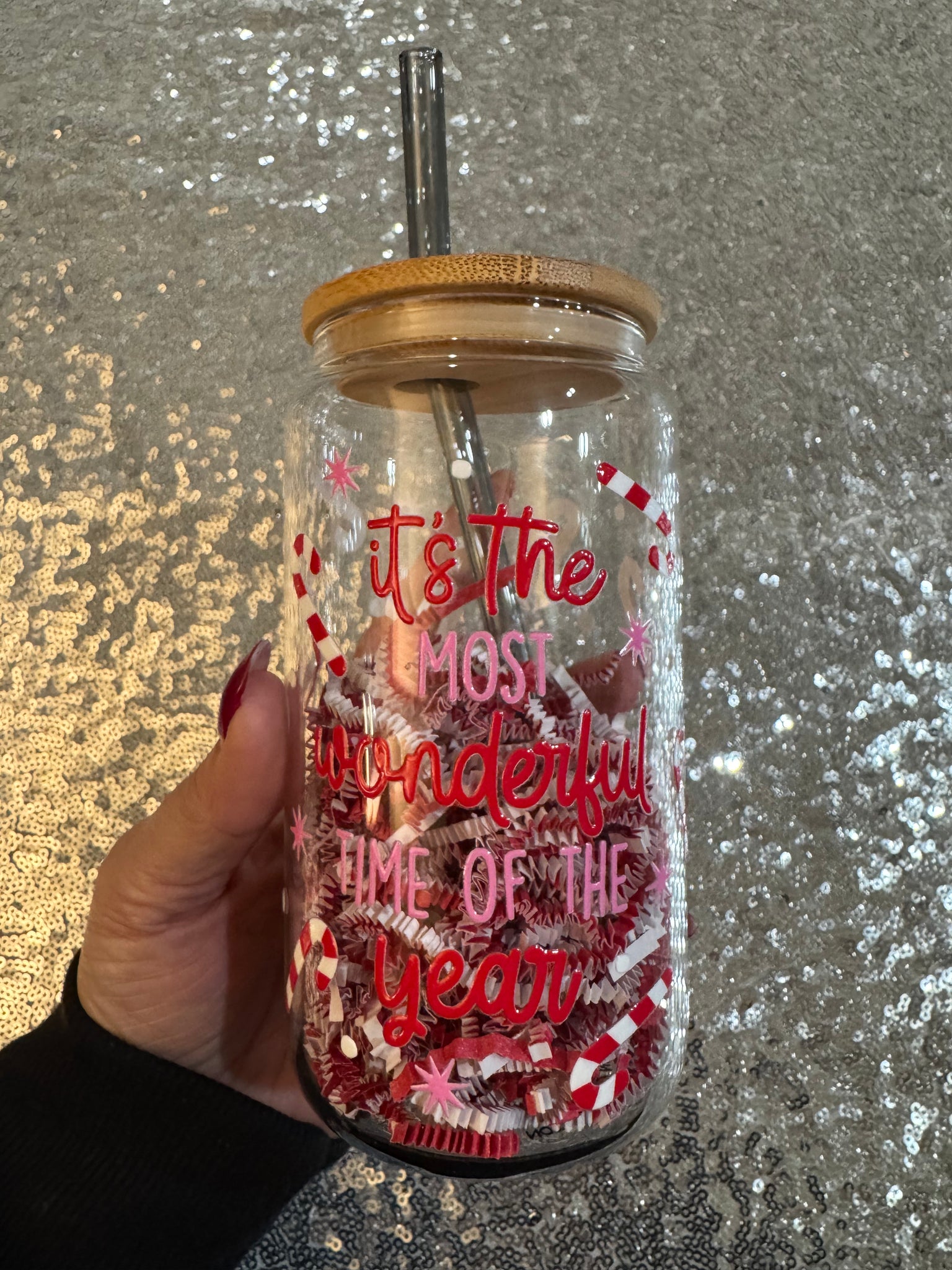 it's the MOST Wonderful...Glass Can cup with glass straw