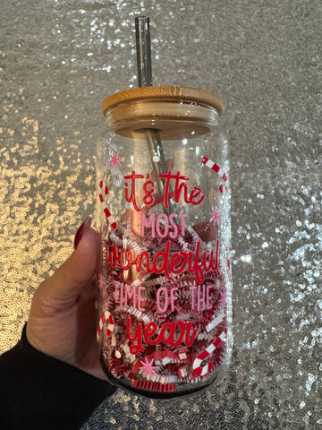 it's the MOST Wonderful...Glass Can cup with glass straw