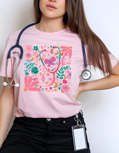 Floral Stethoscope Tee - Special Intro Pricing!! -