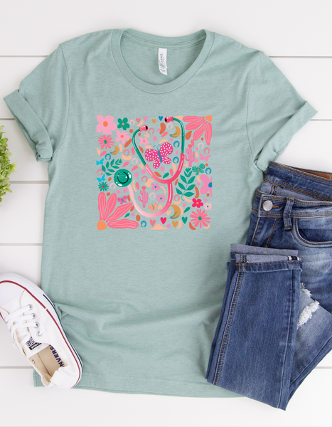 Floral Stethoscope Tee - Special Intro Pricing!! -