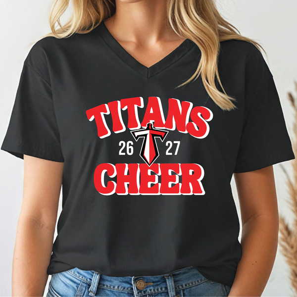 26-27 Titans Cheer Unisex & Women's V-Neck Shirt (Youth & Adult)