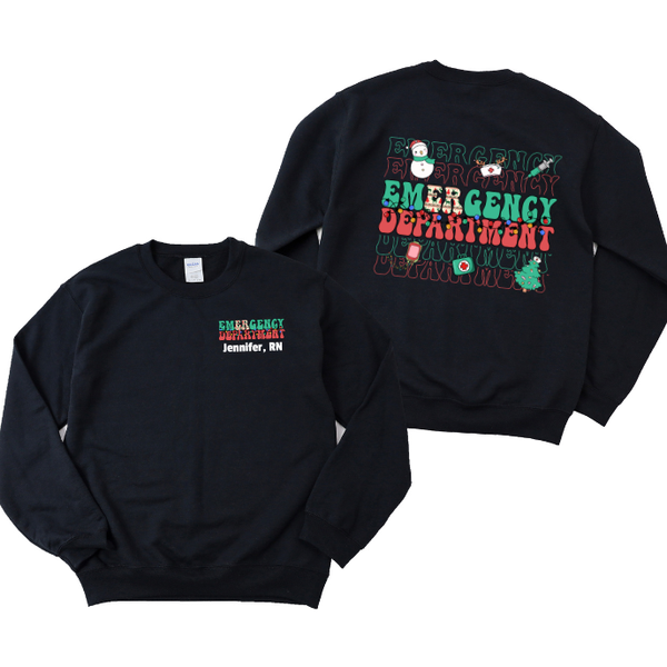 Personalized Emergency Department Holiday Crewneck Sweatshirt