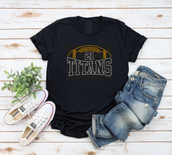 Rhinestone Customized Titans Football T-Shirt (Unisex & Womens)