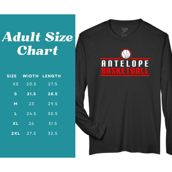 Antelope Lady Titans Basketball Long Sleeve Performance Shirt (red)