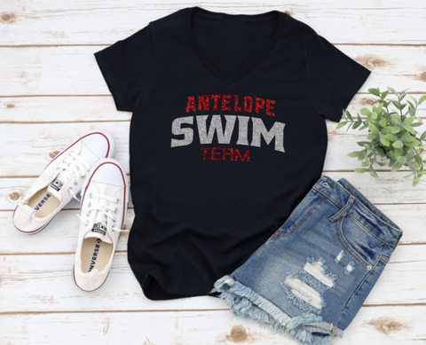 Glitter Antelope Swim Team Women's V-Neck Shirt