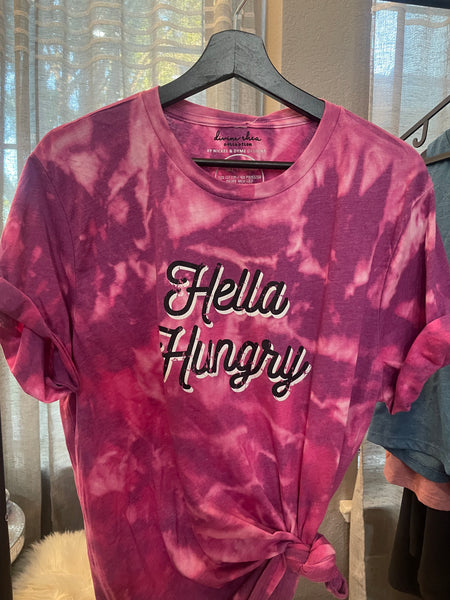 Hella Hungry Distresses Tee, Magenta Shirt