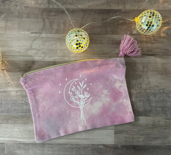 Moonflower Hand Dyed Zipper Pouch