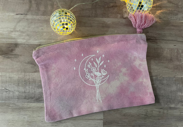 Moonflower Hand Dyed Zipper Pouch