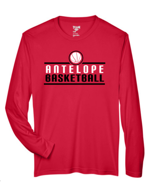 Antelope Lady Titans Basketball Long Sleeve Performance Shirt (red)