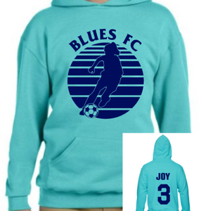 Blues FC Scuba Blue Hoodie with last name and number (Youth & Adult)