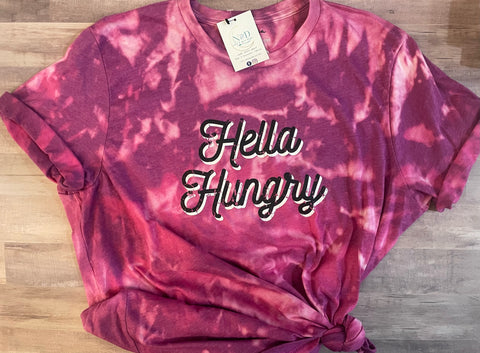 Hella Hungry Distresses Tee, Magenta Shirt