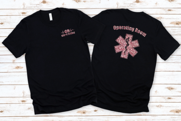 OR Nurse Glitter Shirt, Customizable Operating Room Tee