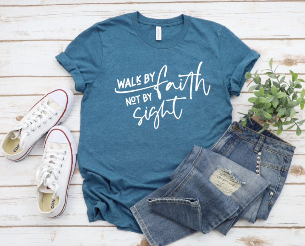 Walk by Faith, Not by Sight Teal Unisex Tee